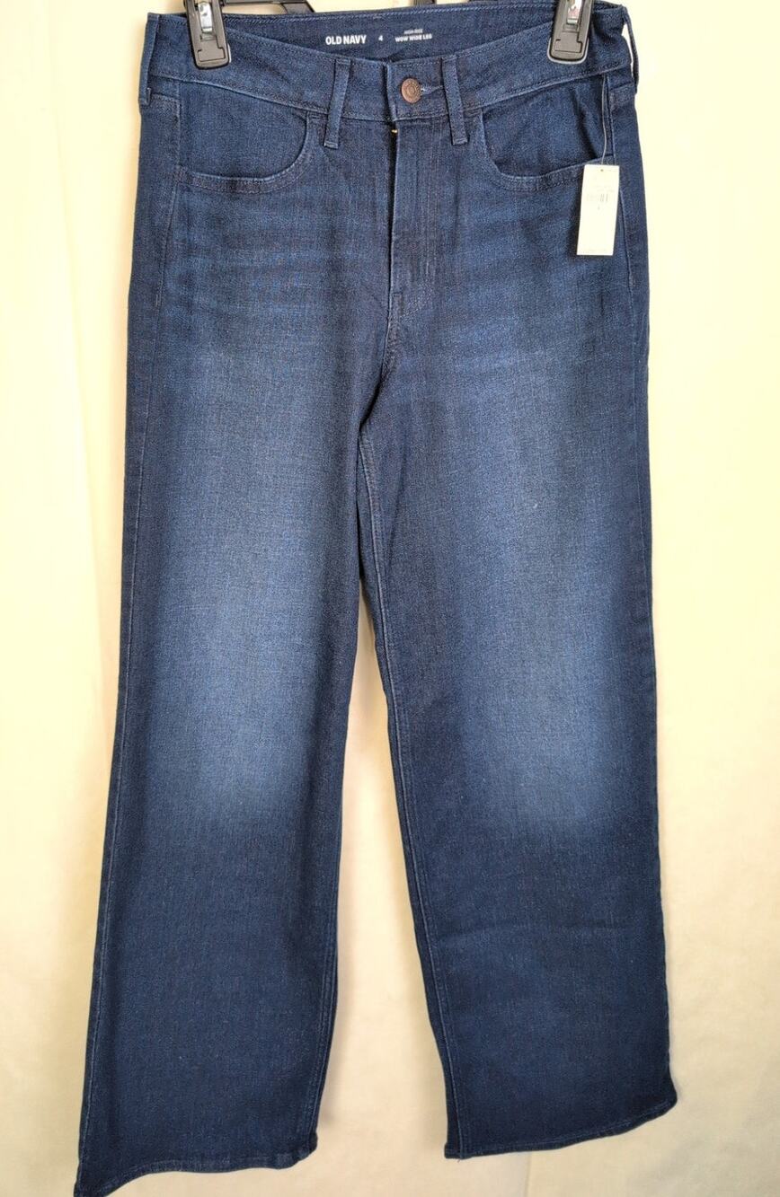 New Old Navy high rise Wow wide leg dark blue jeans Size 4 Retro Boho Classic